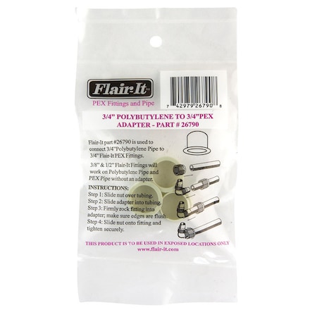 Flair-It Flair-It 3/4 in. PEX X 3/4 in. D PEX Polybutylene Pipe Adapter, PK3 26790